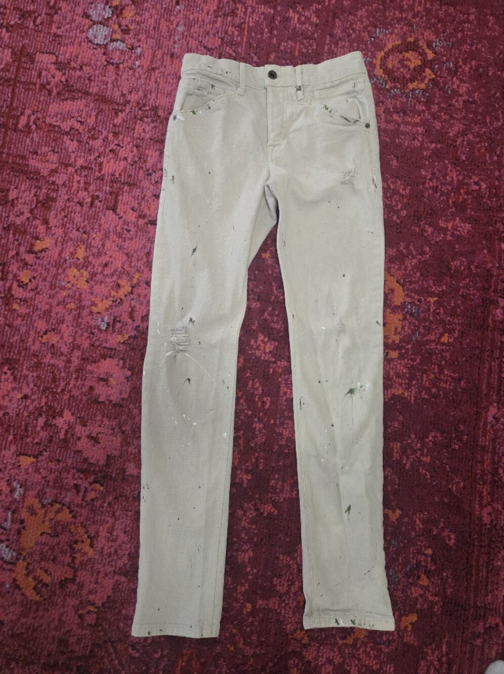 Joe's Jeans Beige Slim Paint-Splatter Chinos
